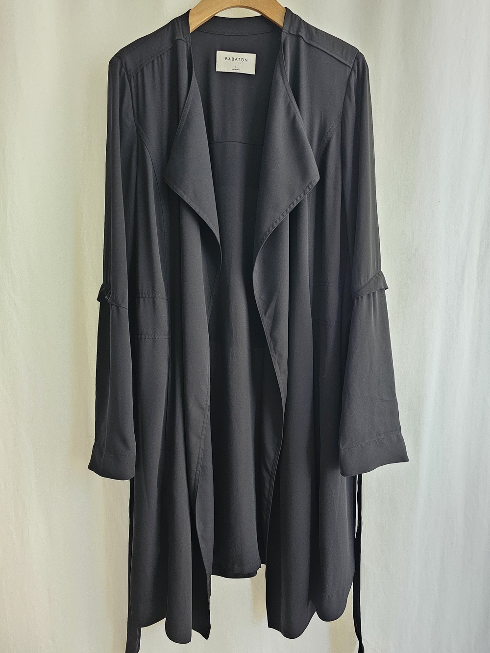 Aritzia Babaton Black Flowy Trench Coat with Belt - Picture 7 of 16
